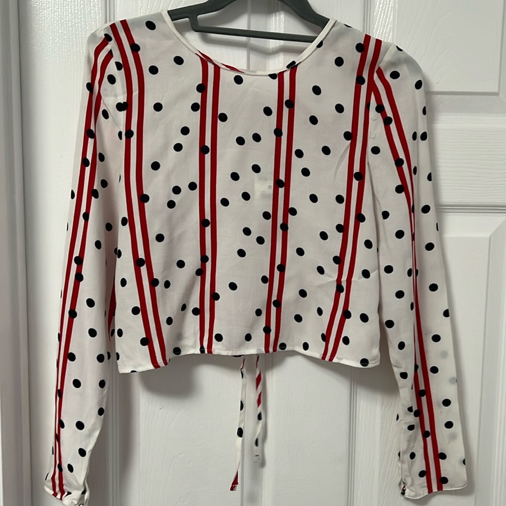 Zara Trafaluc Collection red, white, and blue cut out back blouse - XS - NWT